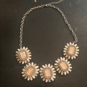 Charlotte Russe Pink and Silver Floral Necklace